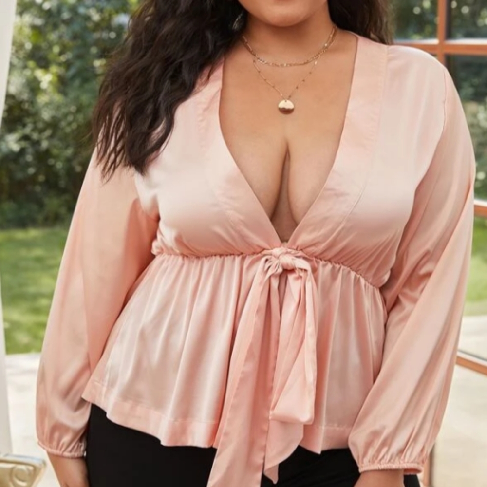 Pink satin top